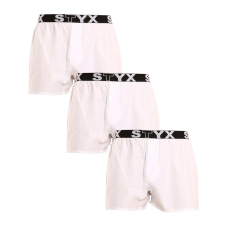 3PACK férfi bő szárú boxeralsók Styx sportos gumipánt fehér (3B1061) XL férfi alsó