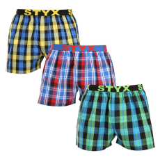  3PACK férfi bő szárú boxeralsók Styx sportos gumipánt többszínű (3B103739) XL