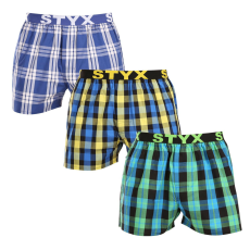  3PACK férfi bő szárú boxeralsók Styx sportos gumipánt többszínű (3B103840) XL