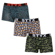  3PACK férfi boxeralsó Styx art sportos gumipánt többszínben (3G12672/2) L
