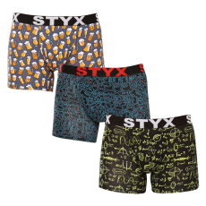  3PACK férfi boxeralsó Styx hosszú art sportos gumipánt többszínben (3U12672/2) XL