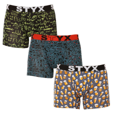 3PACK férfi boxeralsó Styx hosszú art sportos gumipánt többszínben (3U12672) L