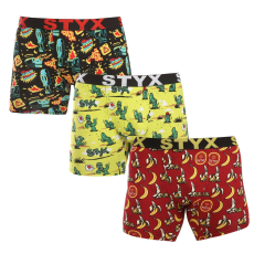  3PACK férfi boxeralsó Styx hosszú art sportos gumipánt többszínben (3UN13198) L