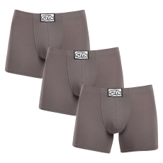  3PACK férfi boxeralsó Styx hosszú klasszikus gumipánt sötétszürke (3F1063) XL