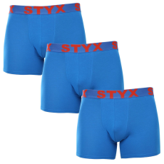  3PACK férfi boxeralsó Styx hosszú sportos gumipánt kék (3U1167) L