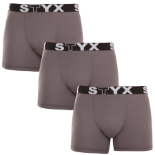 3PACK férfi boxeralsó Styx hosszú sportos gumipánt sötétszürke (3U1063) M férfi alsó