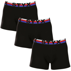  3PACK férfi boxeralsó Styx hosszú sportos gumipánt trikolór fekete (3U1960) XL