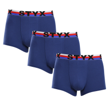 3PACK férfi boxeralsó Styx sportos gumipánt sötétkék trikolor (3G1968) XL férfi alsó