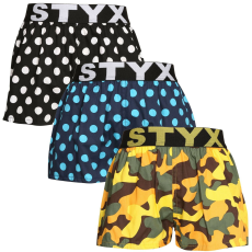  3PACK Gyermek bő szárú boxeralsók Styx art sportos gumipánt többszínben (3BJ15901) 6-8 éves