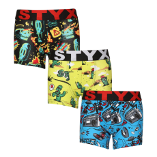  3PACK gyermek boxeralsók Styx art sportos gumipánt többszínben (3GJ13188) 12-14 éves