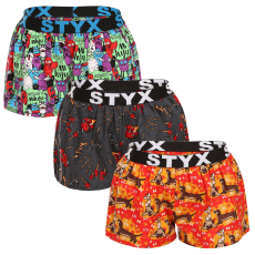  3PACK női bő szárú boxeralsók Styx art sportos gumipánt többszínű (3T15245) XL