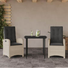 3részes világosszürke polyrattan kerti étkezőgarnitúra párnával kerti bútor