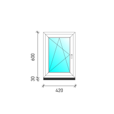  40×60 Bukó-nyíló műanyag ablak nyílászáró