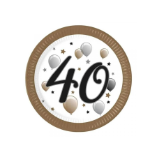 40 év feliratos papírtányér 8db-os szett 23cm party kellék
