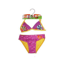  44 Csacska macska kétrészes fürdőruha kislányoknak - háromszög felsőrésszel - sárga - 110