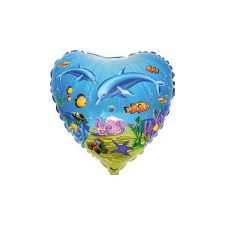  45 cm-es szív alakú delfin mintás fólia lufi party kellék