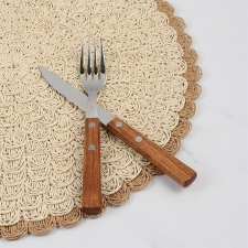 4 darabos Boho Chic Szett Fonott Vászon Kerek Tányéralátét konyhai eszköz