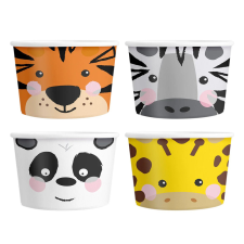  4 darabos papír fagylaltos pohár – Állatok party kellék