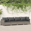  4 darabos szürke polyrattan kerti bútor szett párnákkal