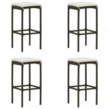 4 db barna polyrattan bárszék párnával bútor