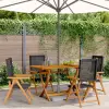  4 db fekete polyrattan és tömör fa dönthető kerti szék