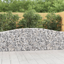  4 db íves horganyzott vas gabion kosár 400x30x80/100 cm kerti tárolás