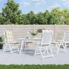  4 db krémszínű oxford-szövet magas háttámlájú székpárna lakástextília