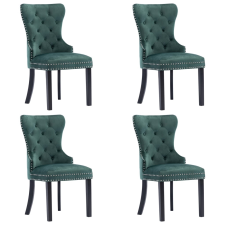  4 db sötétzöld bársony étkezőszék bútor