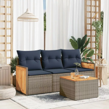  4 db szürke polyrattan kerti kanapégarnitúra párnákkal kerti bútor