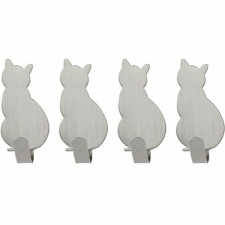4-Home Cat öntapadós kampó 4 db -os szett, rozsdamentes acél papírárú, csomagoló és tárolóeszköz