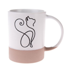 4-Home DAK.LAD695 Kerámiabögre 420ml,fehér alapon fekete macska oldalról bögrék, csészék