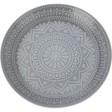 4-Home Ethnic kőagyag lapostányér, átmérő 27 cm, szürke, szürke tányér és evőeszköz