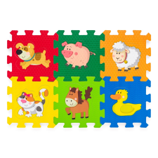 4-Home Plastica habtapi puzzle állatokkal, 6 darabos puzzle, kirakós