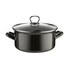 4-Home Zománcozott edény fedővel 2,9 l, fekete edény