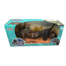 4. készlet dinoszauruszok - T-Rex, Velociraptor, Parasaurolophus és bébi Triceratops játékfigura