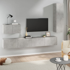  4 részes betonszürke szerelt fa TV-szekrényszett bútor