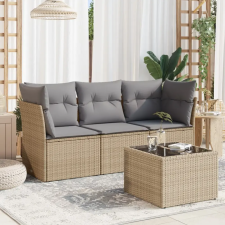  4 részes bézs polyrattan kerti ülőgarnitúra párnákkal kerti bútor