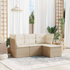 4 részes bézs polyrattan kerti ülőgarnitúra párnákkal kerti bútor