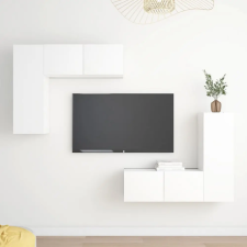  4 részes fehér forgácslap TV-szekrényszett bútor