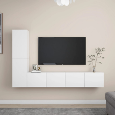 4 részes fehér forgácslap TV-szekrényszett bútor