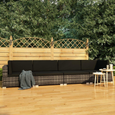 4 részes szürke polyrattan kerti kanapészett párnákkal kerti bútor