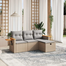  4 részes vegyes bézs polyrattan kerti ülőgarnitúra párnákkal kerti bútor