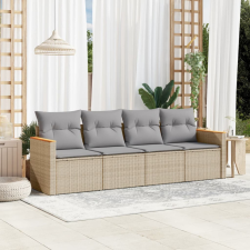 4 részes vegyes bézs polyrattan kerti ülőgarnitúra párnákkal kerti bútor