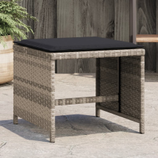  4db világosszürke polyrattan kerti szék párnával 40x40x35 cm kerti bútor