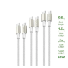 4smarts 4smarts PremiumCord USB-C / USB-C töltő- és adatkábel szett,  60W, 3x0.5M+1.5M+3M, fehér / ezüst