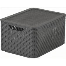 CURVER Rattan hatású kosár tetővel, 30l, sötétbarna, CURVER bútor