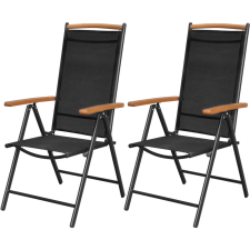  58x65x109 cm 2 db fekete összecsukható alumínium kerti szék kerti bútor