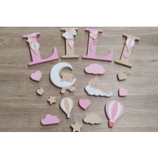  5 betűs Macis díszítésű dekorbetű szett, választható névvel, színnel gyerekszoba dekoráció