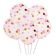  5 darabos latex lufi konfettivel – Rózsaszín party kellék