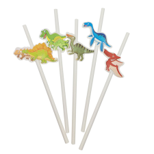 5 darabos papír szívószál – Dinoszauruszok party kellék